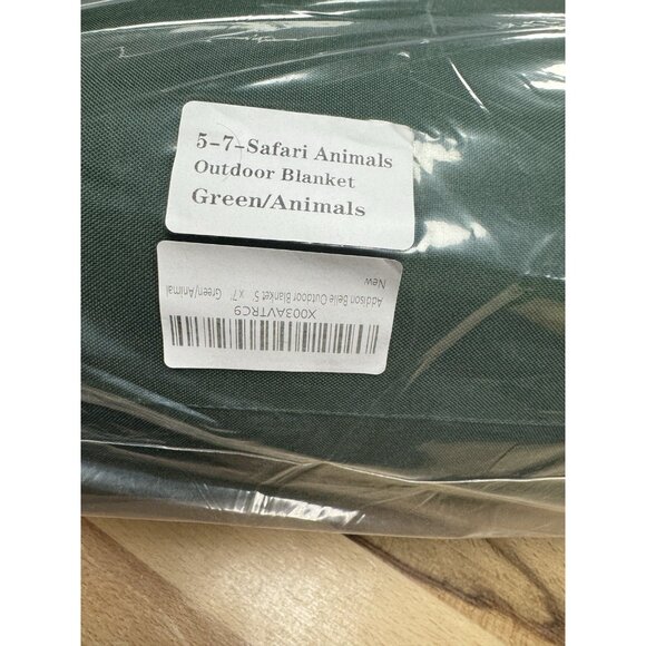 Addison Belle Outdoor Blanket for Boy in Green/Safari Animals 5x7' Picnic 60x84 - Picture 5 of 6